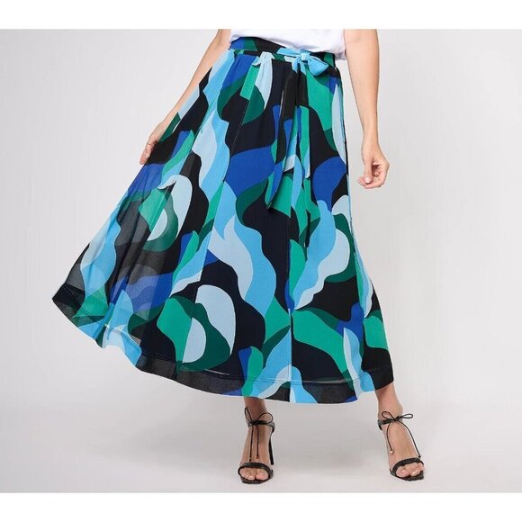 Studio Park x Leah Williams Printed Maxi Skirt Water,Medium - Picture 1 of 1